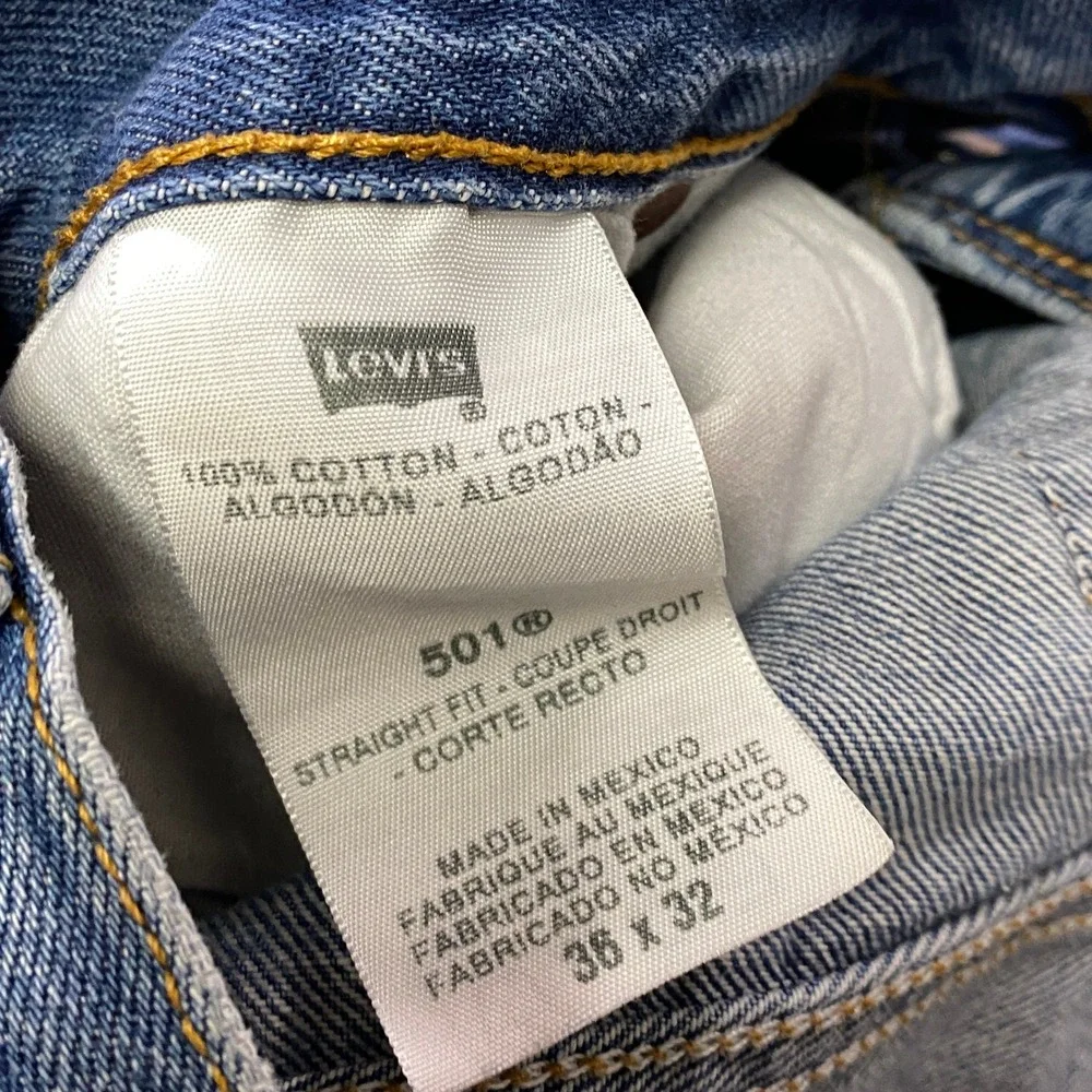 Levi's 501 Jeans Mens 36x32 Heritage 100% Cotton Straight Leg Blue Medium Wash